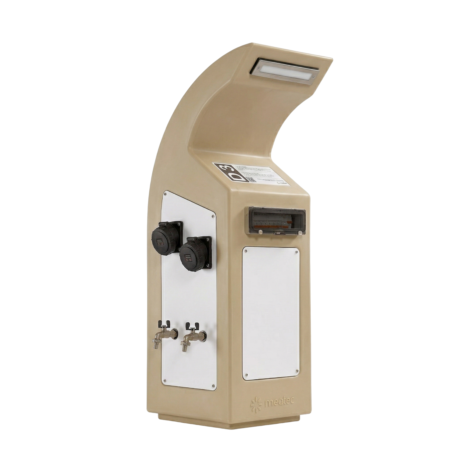 Beige Neca marina service pedestal with IP66 protection degree.