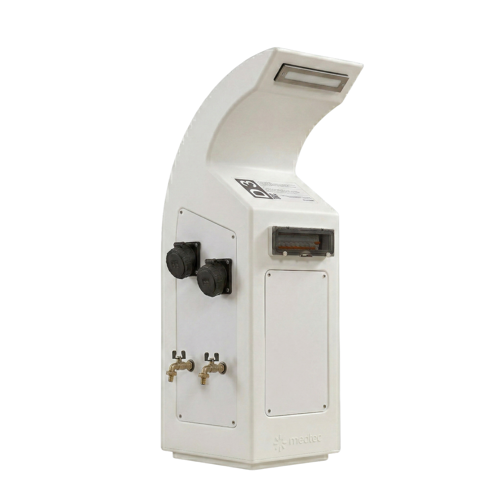 White Neca marina service pedestal with IP66 protection degree.