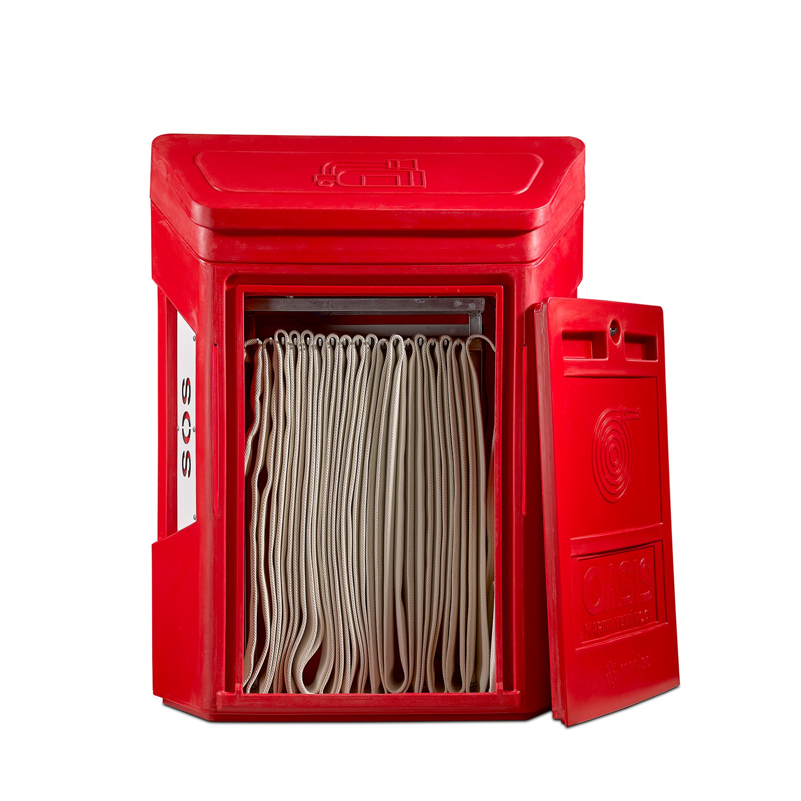 Trima SOS pedestal showing hose hanged inside